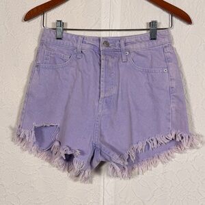 Wild Fable Highest Rise Violet Lavender Button Fly Denim Shorts Sz 4